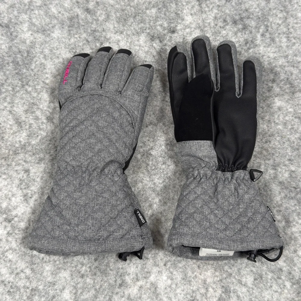 O'Neill Avie Gloves Gray Quilted Waterproof Winter Ski Snowboard S/M 359226